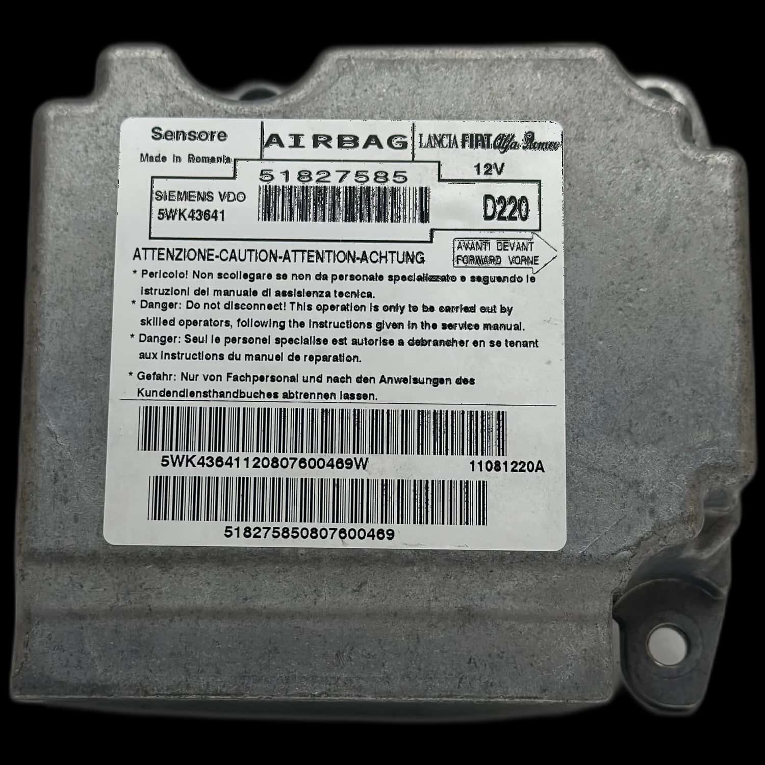 Riparazione centralina airbag Fiat Bravo 198