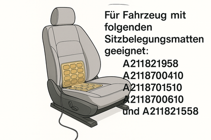 Bitte dieses Bild verwenden und als Hinweis im Bild ``Für Fahrzeug mit folgenden Sitzbelegunsmatten geeignet A2118211958, A2118700410, A2118701510, A2118700610 und A2118211558