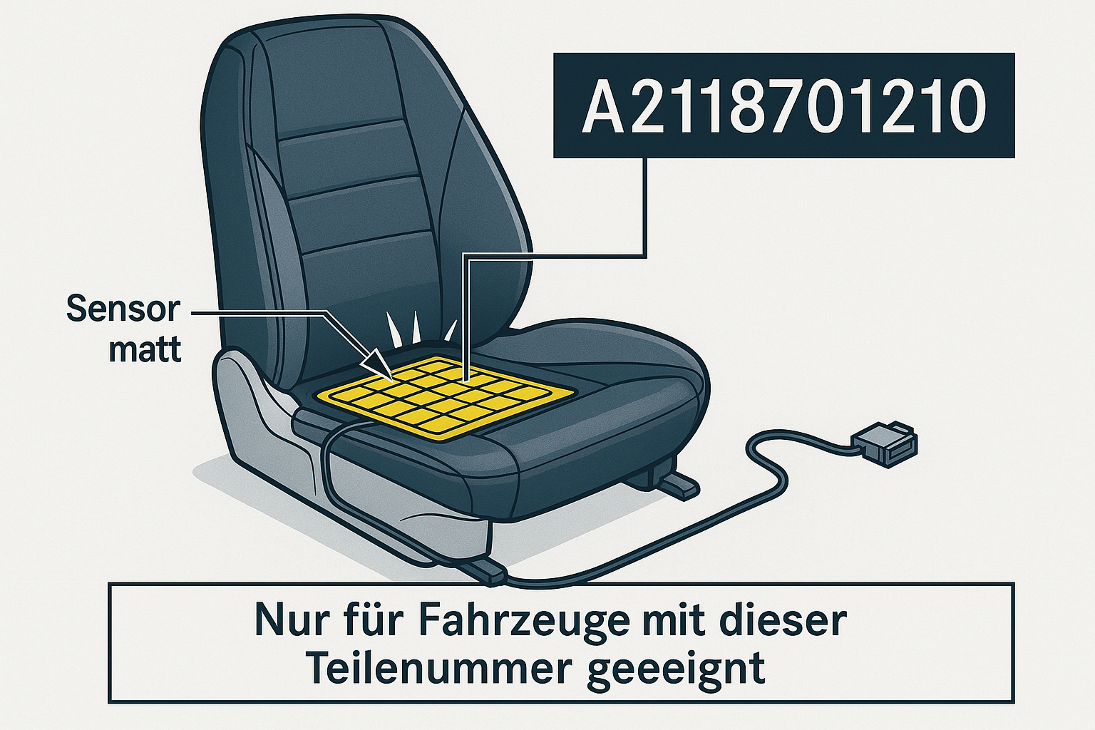 zusätzlich als Hinweis ins Bild ``Nur für Fahrzeuge mit dieser Teilenummer geeignet